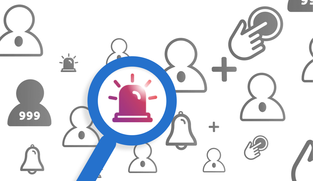 Magnifying glass analysing customers represented by different icons.